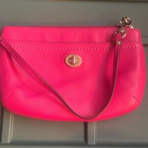 Coach Fuchsia Leather Wristlet